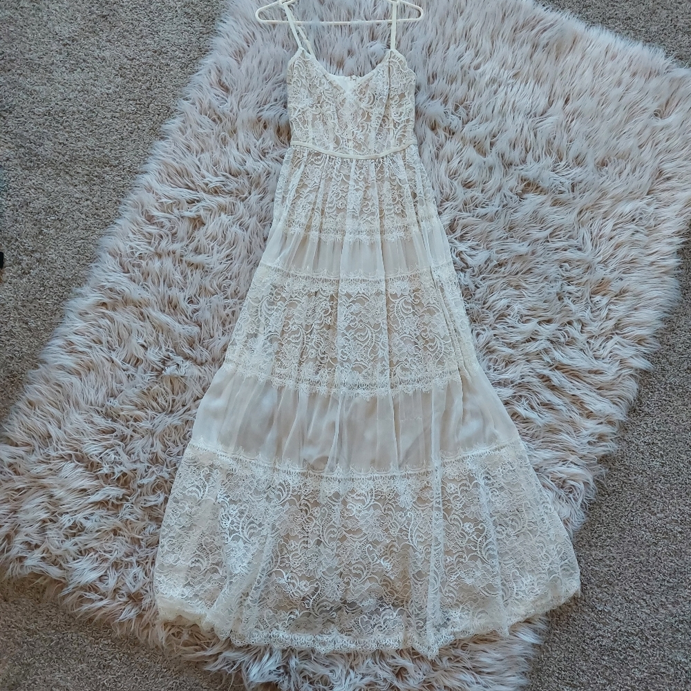Tadashi Shoji Boho Lace Maxi Wedding Dress
